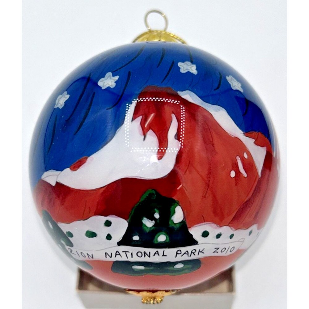2010 Zion National Park Glass Hand-Painted‎ Christmas Ornament NIB SKU U183